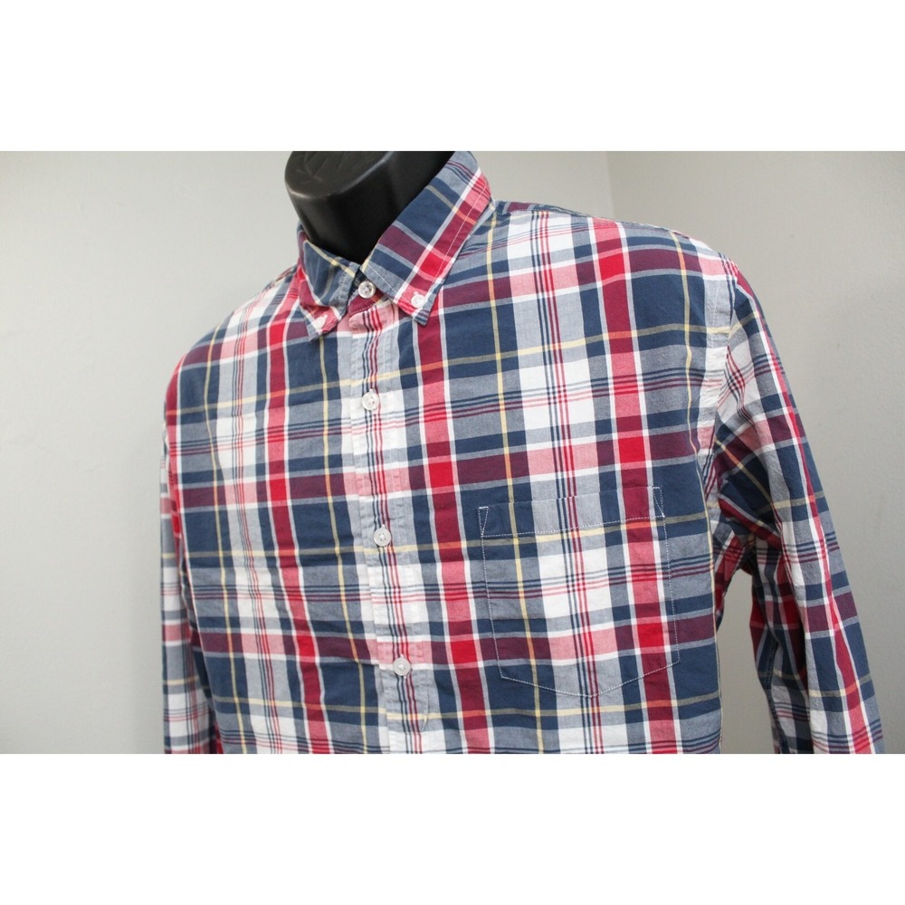 J.CREW Flex Washed Dress Shirt Classic Fit Plaid Long Sleeve Stretch Mens Large